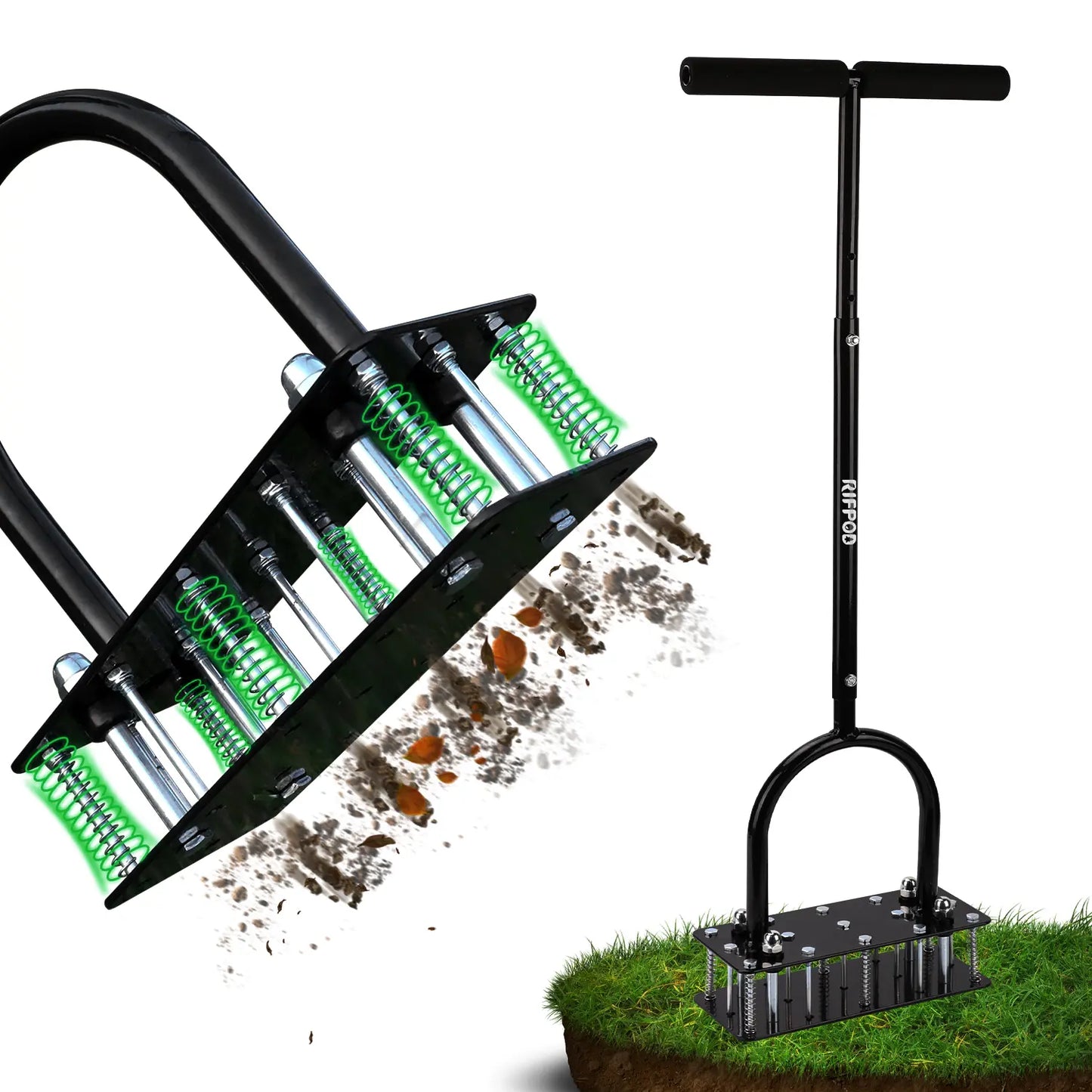 Heavy Duty Lawn Aerator – Manual Grass Aeration Tool with 15 Spikes for Yard Care