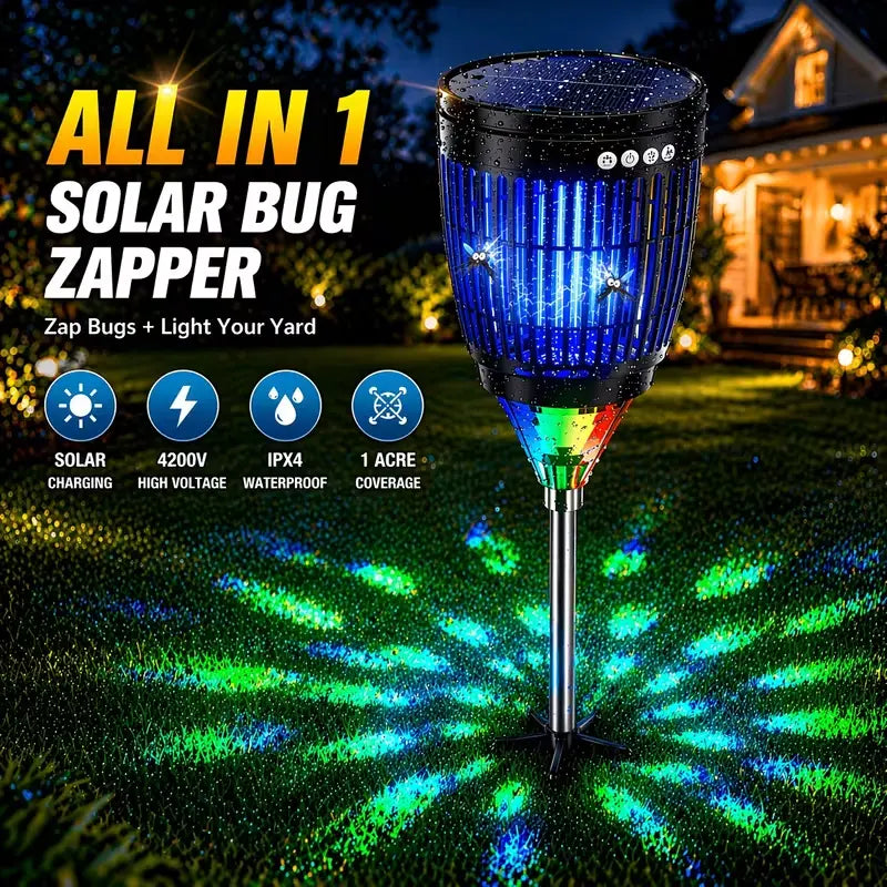 Solar Powered Mosquito Zapper β Waterproof Outdoor Bug Killer Light