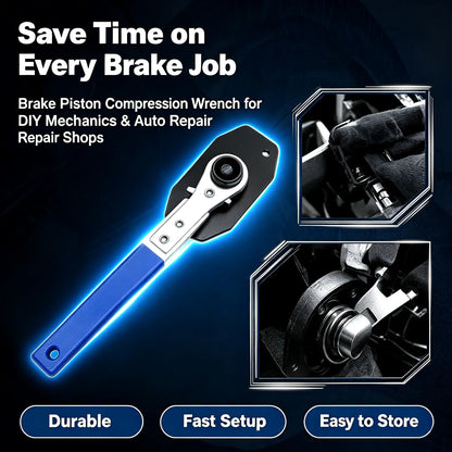 Heavy-Duty Disc Brake Caliper Compression Tool with 10mm Wrench | Brake Pad Piston Spreader for Easy Brake Replacement