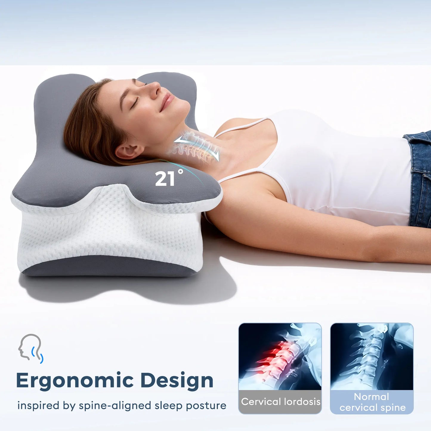 Cooling Ergonomic Memory Foam Pillow for Neck Support