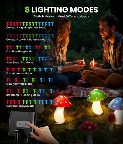 8-Pack Solar Mushroom Pathway Lights – Multicolor Outdoor Garden Lights with 8 Modes
