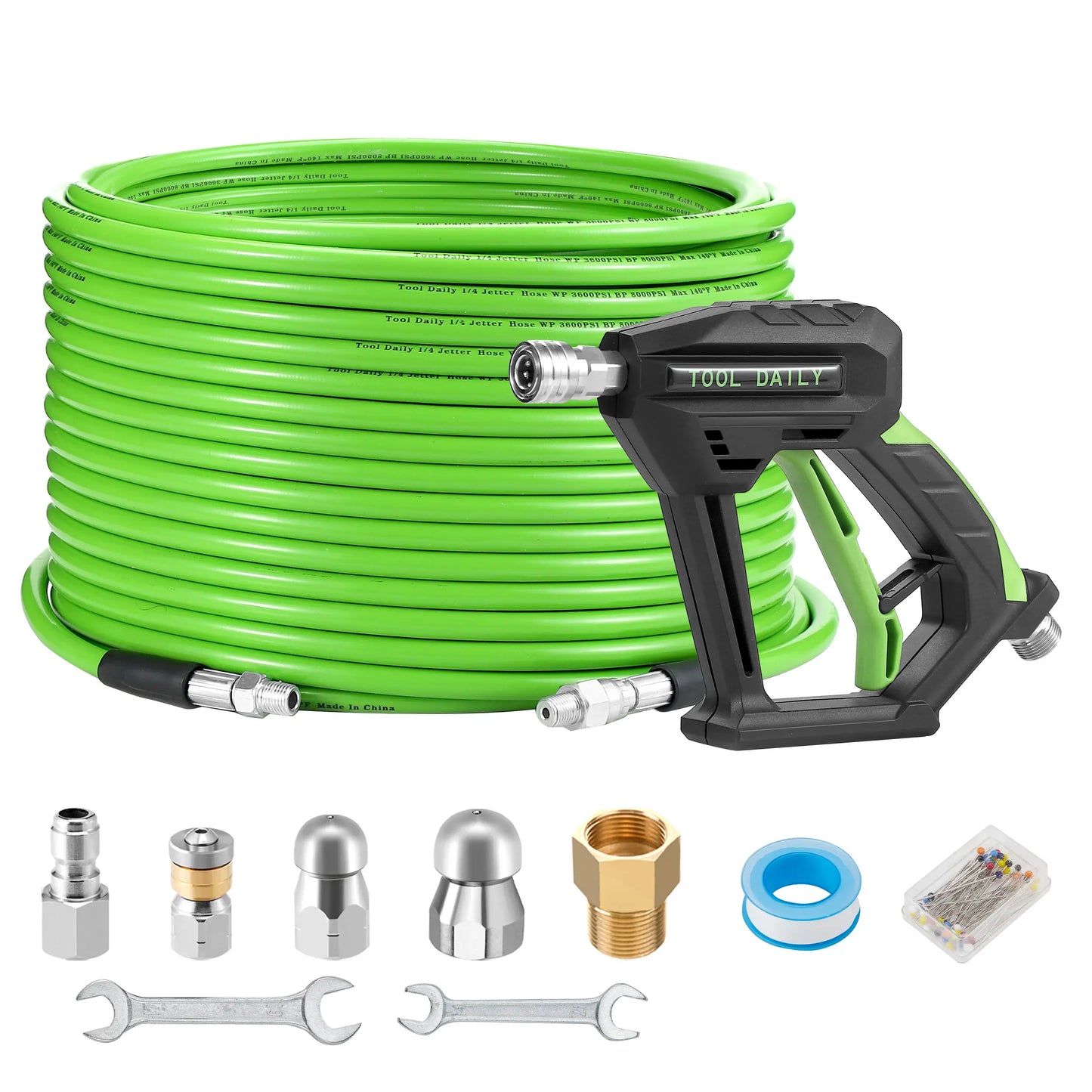 Pressure Washer Sewer Jetter Kit – 100FT Drain Cleaning Hose with Jetting Nozzles