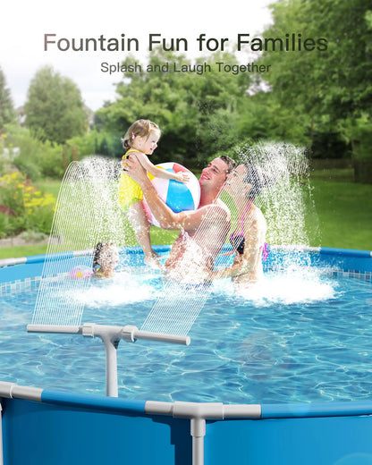 POOLHOUR 360° Adjustable Pool Fountain with Dual High-Pressure Spray, Cooling Jet & Relaxation,Waterfall Sprinkler Cooler for Above-Ground & In-Ground Pools Outdoor