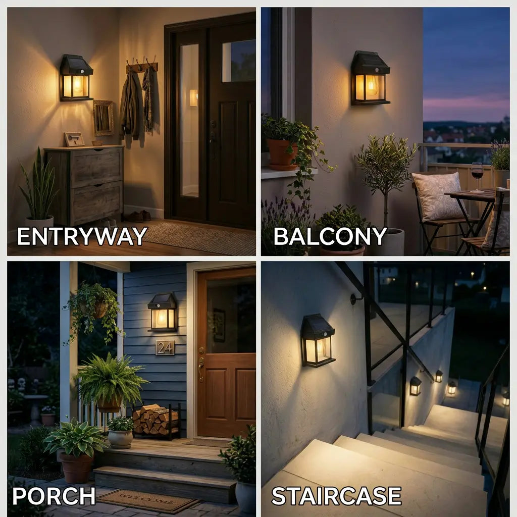 4 Pack Solar Outdoor Wall Lights with Motion Sensor, Waterproof IP65 Garden Security Lighting, 3 Modes Auto Dusk to Dawn, Wireless Decorative Lamp for Patio, Villa, Pathway,#summervibes summergarden#SummerWins #DealsForYouDays