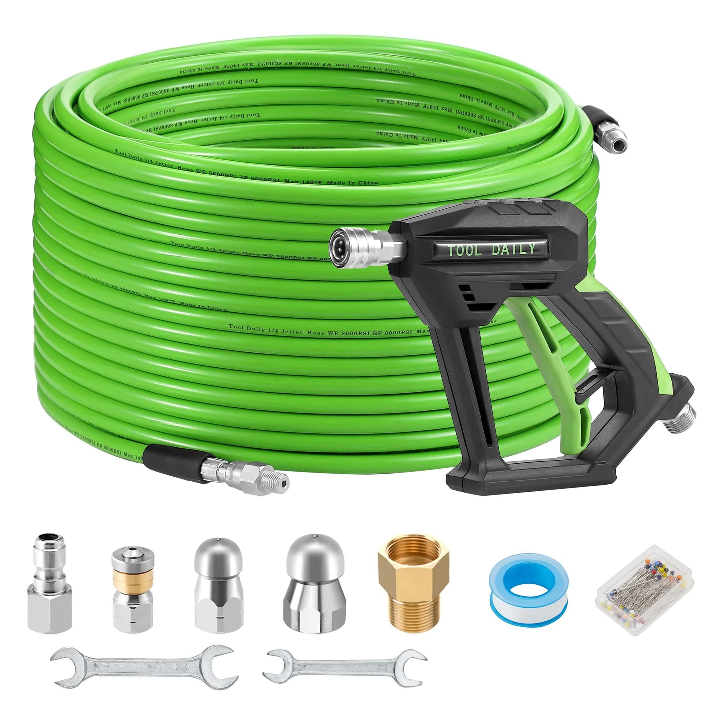 Pressure Washer Sewer Jetter Kit – 100FT Drain Cleaning Hose with Jetting Nozzles