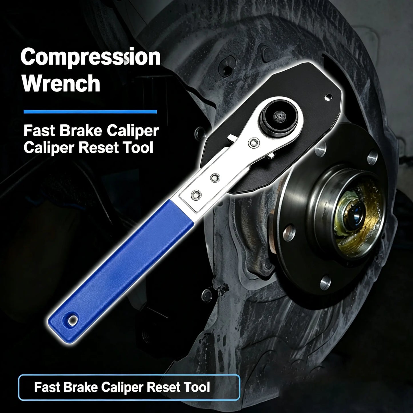 Heavy-Duty Disc Brake Caliper Compression Tool with 10mm Wrench | Brake Pad Piston Spreader for Easy Brake Replacement