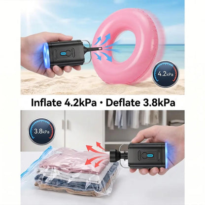 3-in-1 Rechargeable Mini Air Pump – Electric Inflator for Air Mattresses, Pool Floats & Vacuum Bags