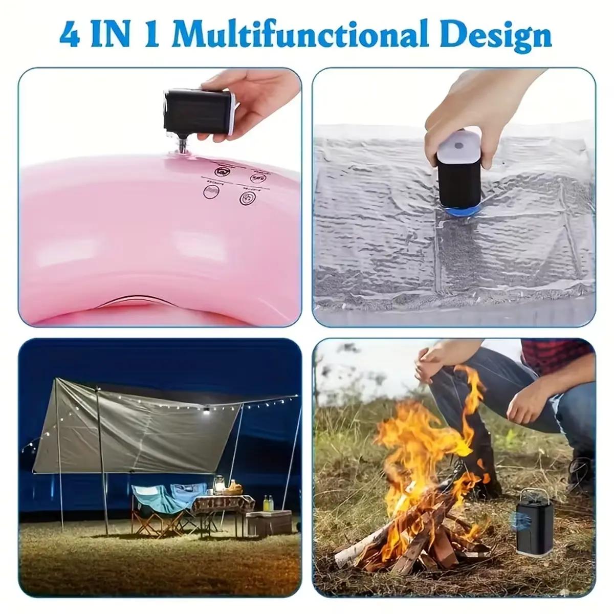 3-in-1 Rechargeable Mini Air Pump – Electric Inflator for Air Mattresses, Pool Floats & Vacuum Bags