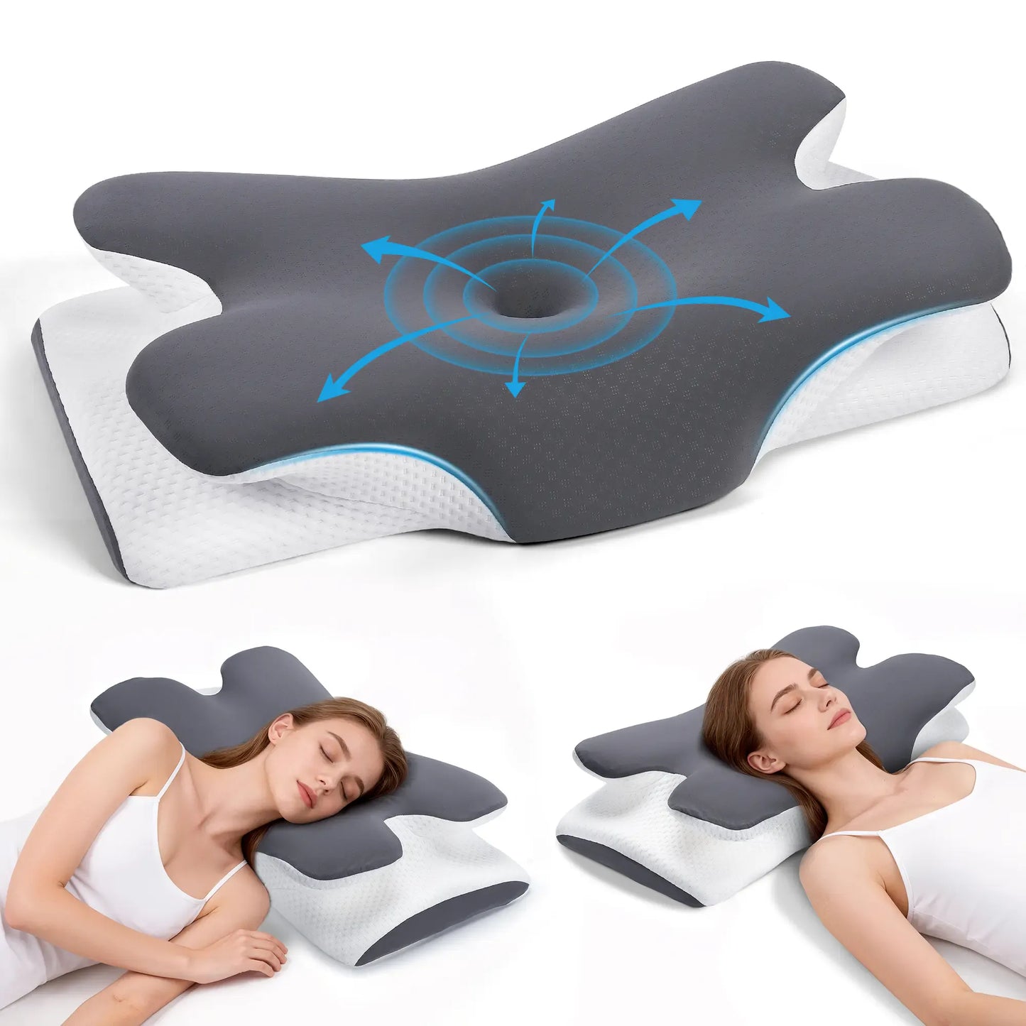 Cooling Ergonomic Memory Foam Pillow for Neck Support