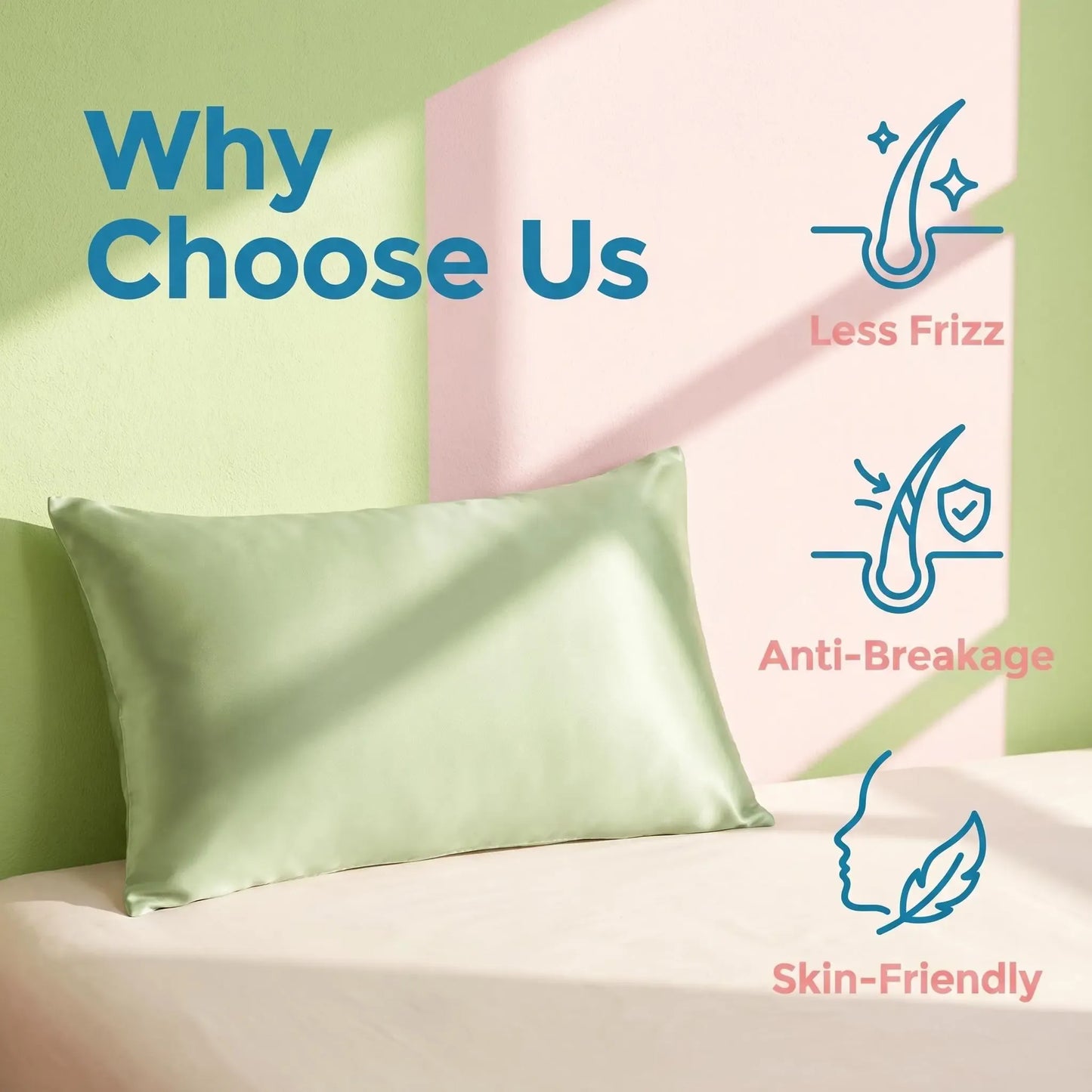 NTBAY 2-Piece Silky Satin Pillowcases – Soft Microfiber Bed Pillow Covers with Envelope Closure