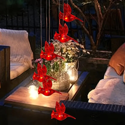 Solar Cardinal Bird Wind Bell Lights – Waterproof Outdoor Garden & Yard Decoration