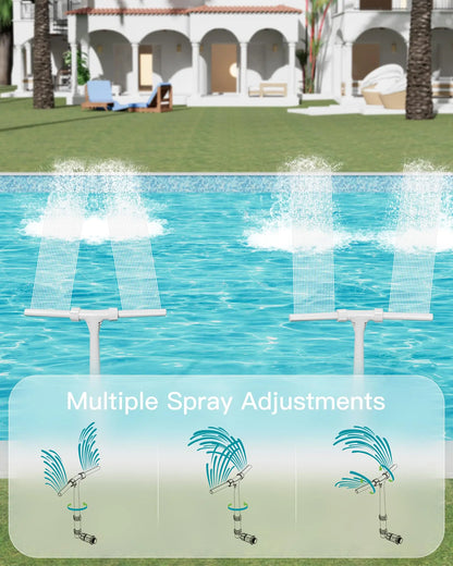 POOLHOUR 360° Adjustable Pool Fountain with Dual High-Pressure Spray, Cooling Jet & Relaxation,Waterfall Sprinkler Cooler for Above-Ground & In-Ground Pools Outdoor