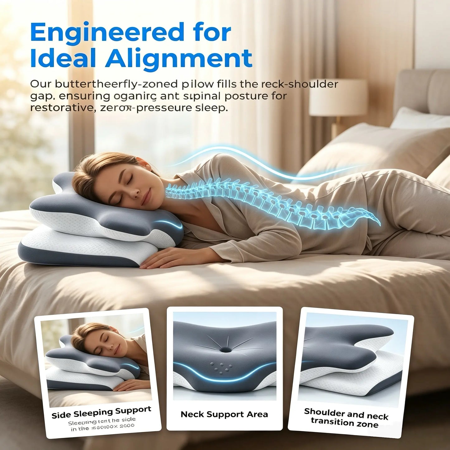 Cooling Ergonomic Memory Foam Pillow for Neck Support