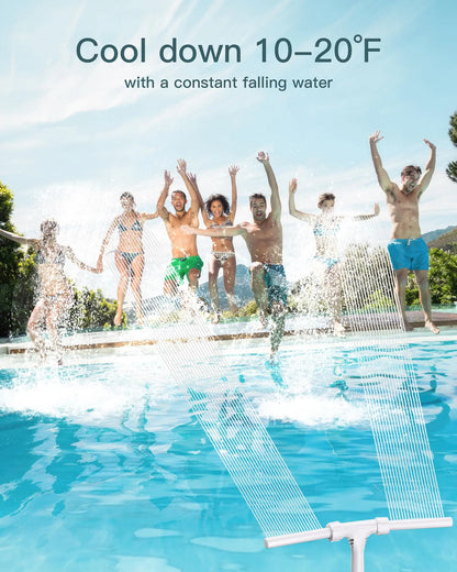 POOLHOUR 360° Adjustable Pool Fountain with Dual High-Pressure Spray, Cooling Jet & Relaxation,Waterfall Sprinkler Cooler for Above-Ground & In-Ground Pools Outdoor