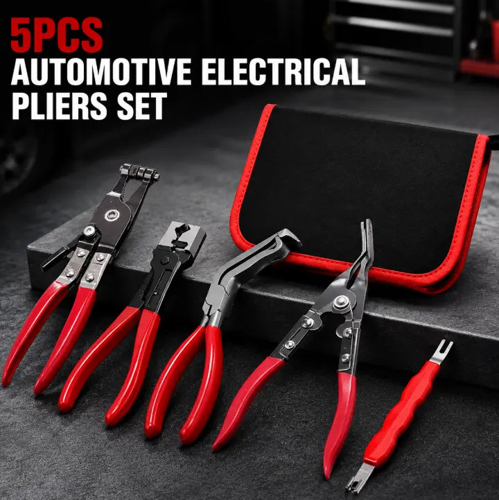 5-Piece Automotive Electrical Connector Disconnect Pliers Set - Mechanic Work Tools with Angled & Straight Pliers, Multifunctional Hose Clamp Remover for Car Repairs, Damage-Free Portable In-Car Accessory, Father's Day Gift, Father's Day Gifts