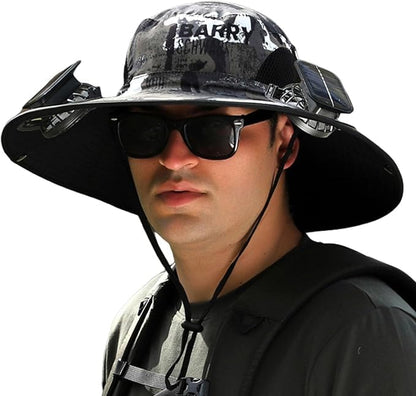 Outdoor Wide Brim Sun Hat with Dual Solar Fans – UPF 50+ Sun Protection Hat