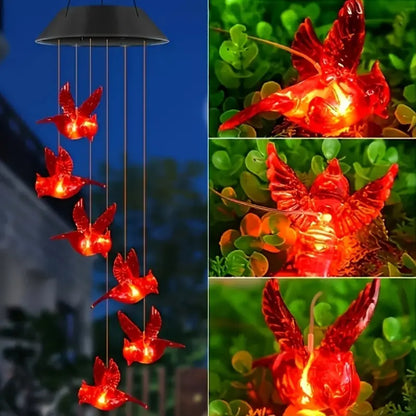 Solar Cardinal Bird Wind Bell Lights – Waterproof Outdoor Garden & Yard Decoration
