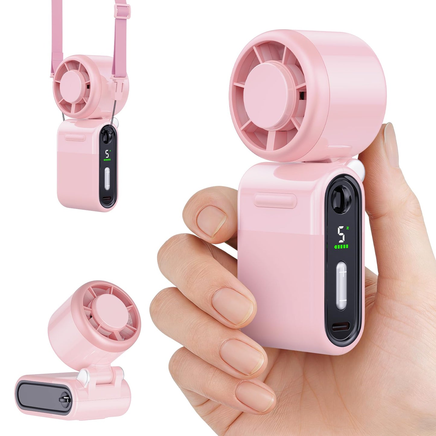 Mini Portable Handheld Turbo Fan – 5-Speed Rechargeable High-Velocity Personal Fan