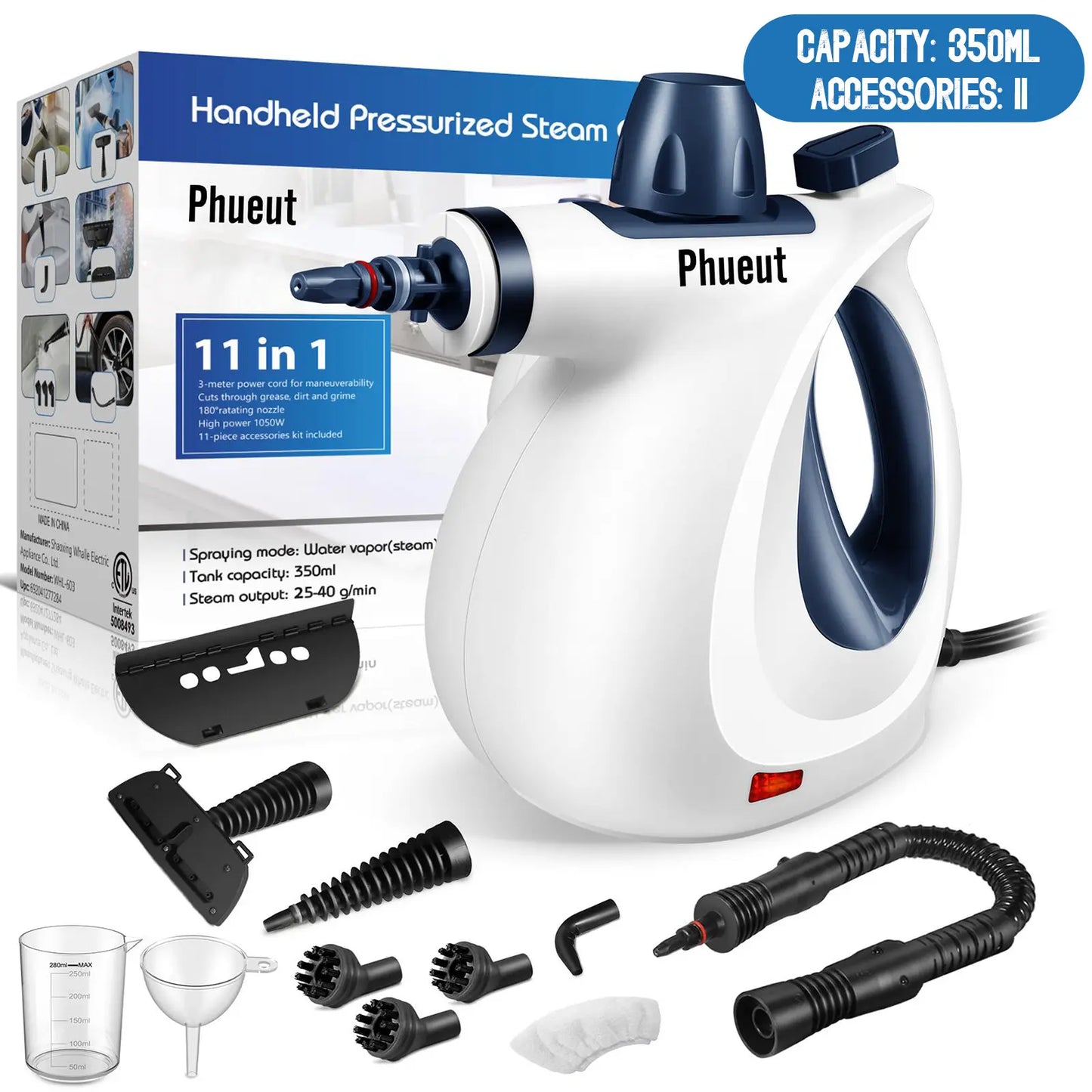 Portable Handheld Steam Cleaner – Multi-Purpose Deep Cleaning Tool with 12 Accessories