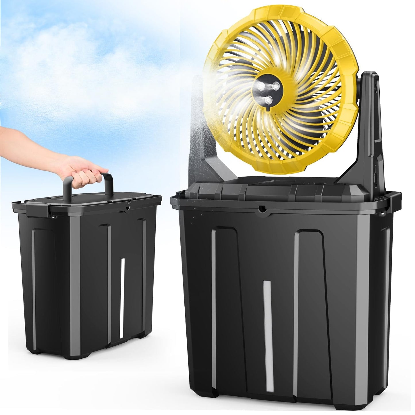 Ausic Portable Misting Fan – 10” Rechargeable Fan with 3-Speed & 3-Spray Cooling System
