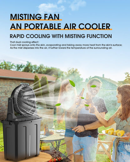 Ausic Portable Misting Fan – 10” Rechargeable Fan with 3-Speed & 3-Spray Cooling System