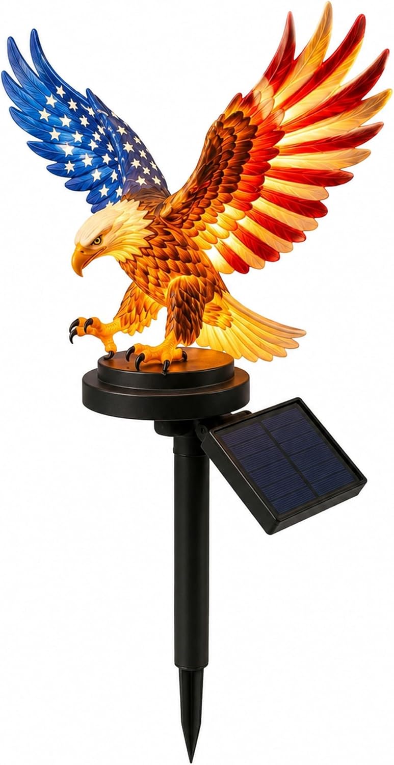 Solar Eagle Garden Light – USA 250th Anniversary July 4th Patriotic Garden Stake Decor