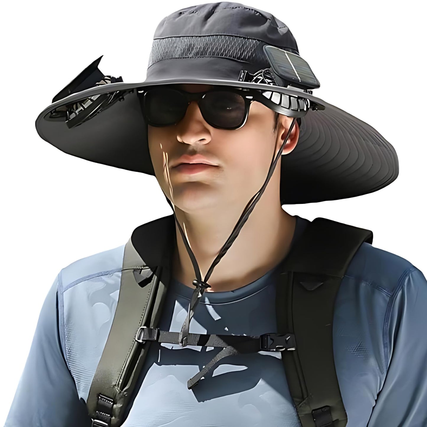 Outdoor Wide Brim Sun Hat with Dual Solar Fans – UPF 50+ Sun Protection Hat