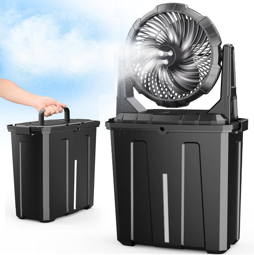 Ausic Portable Misting Fan – 10” Rechargeable Fan with 3-Speed & 3-Spray Cooling System