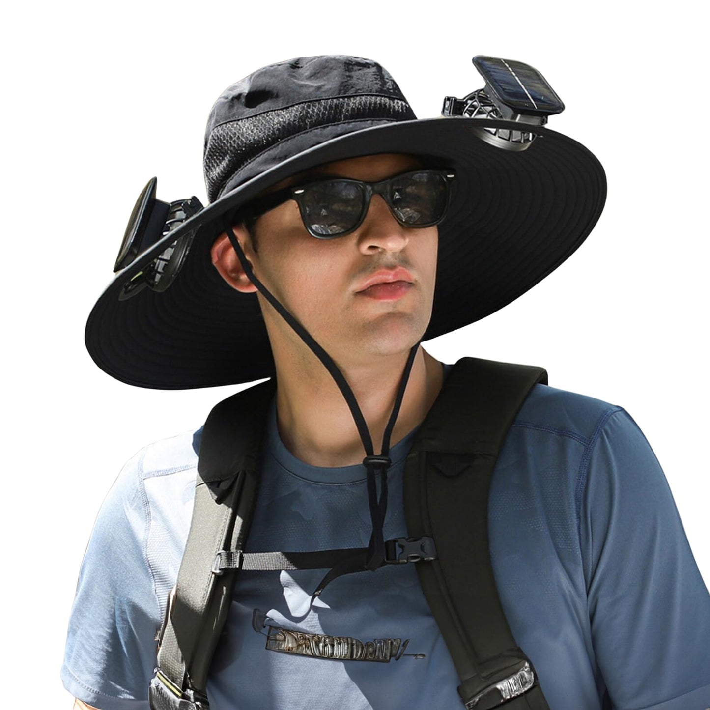 Outdoor Wide Brim Sun Hat with Dual Solar Fans – UPF 50+ Sun Protection Hat