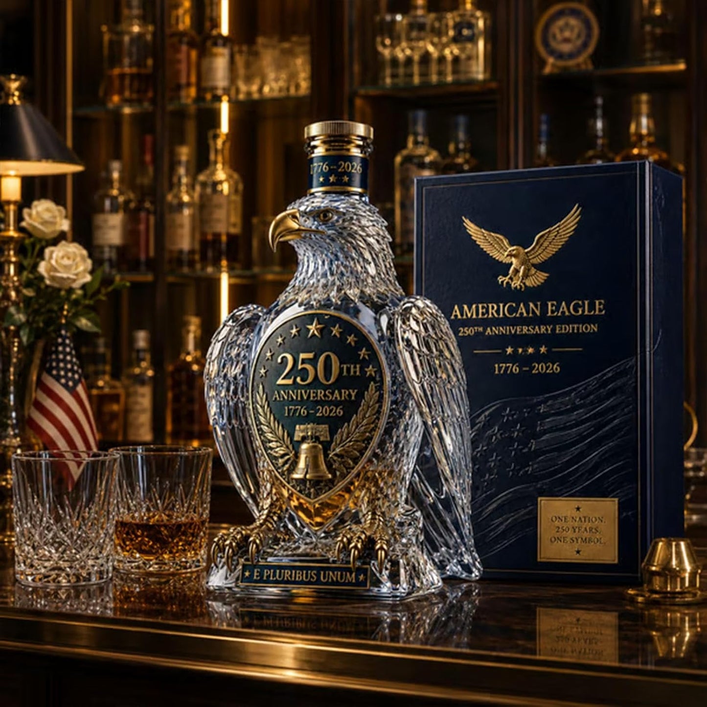 American Eagle 250th Anniversary Whiskey Decanter – 1776–2026 Patriotic Collectible Display Bottle