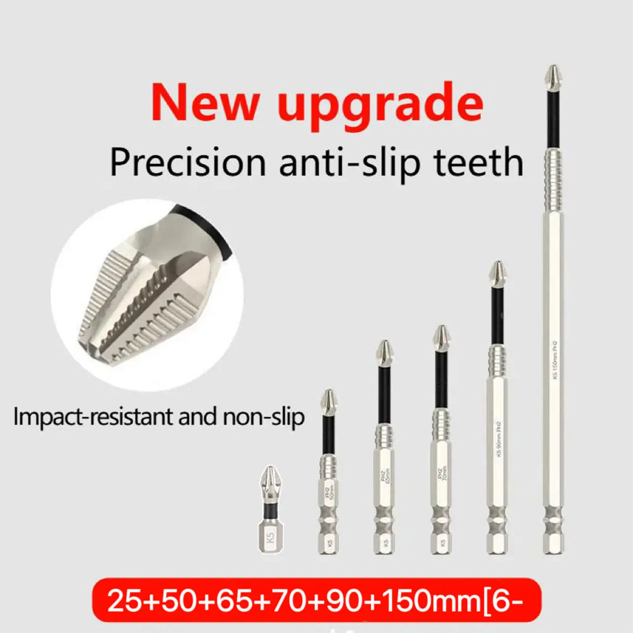 6-pack titanium alloy impact non-slip cross head super hard magnetic screwdriver