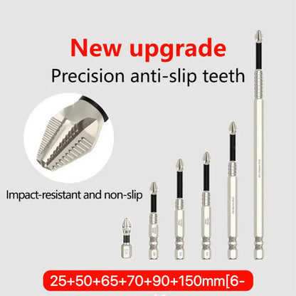 6-pack titanium alloy impact non-slip cross head super hard magnetic screwdriver
