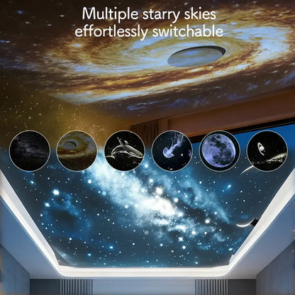 2-in-1 Starry Sky Projector Night Light – USB Portable LED Ceiling & Wall Lamp (6 Slides)