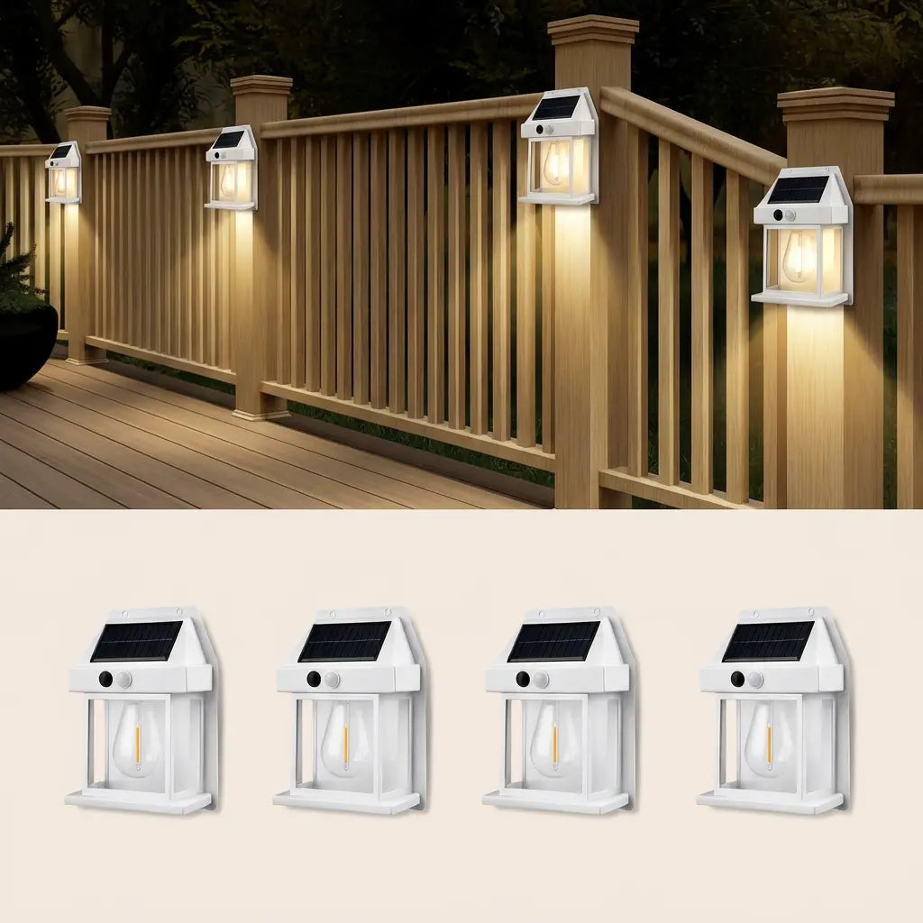 4 Pack Solar Outdoor Wall Lights with Motion Sensor, Waterproof IP65 Garden Security Lighting, 3 Modes Auto Dusk to Dawn, Wireless Decorative Lamp for Patio, Villa, Pathway,#summervibes summergarden#SummerWins #DealsForYouDays