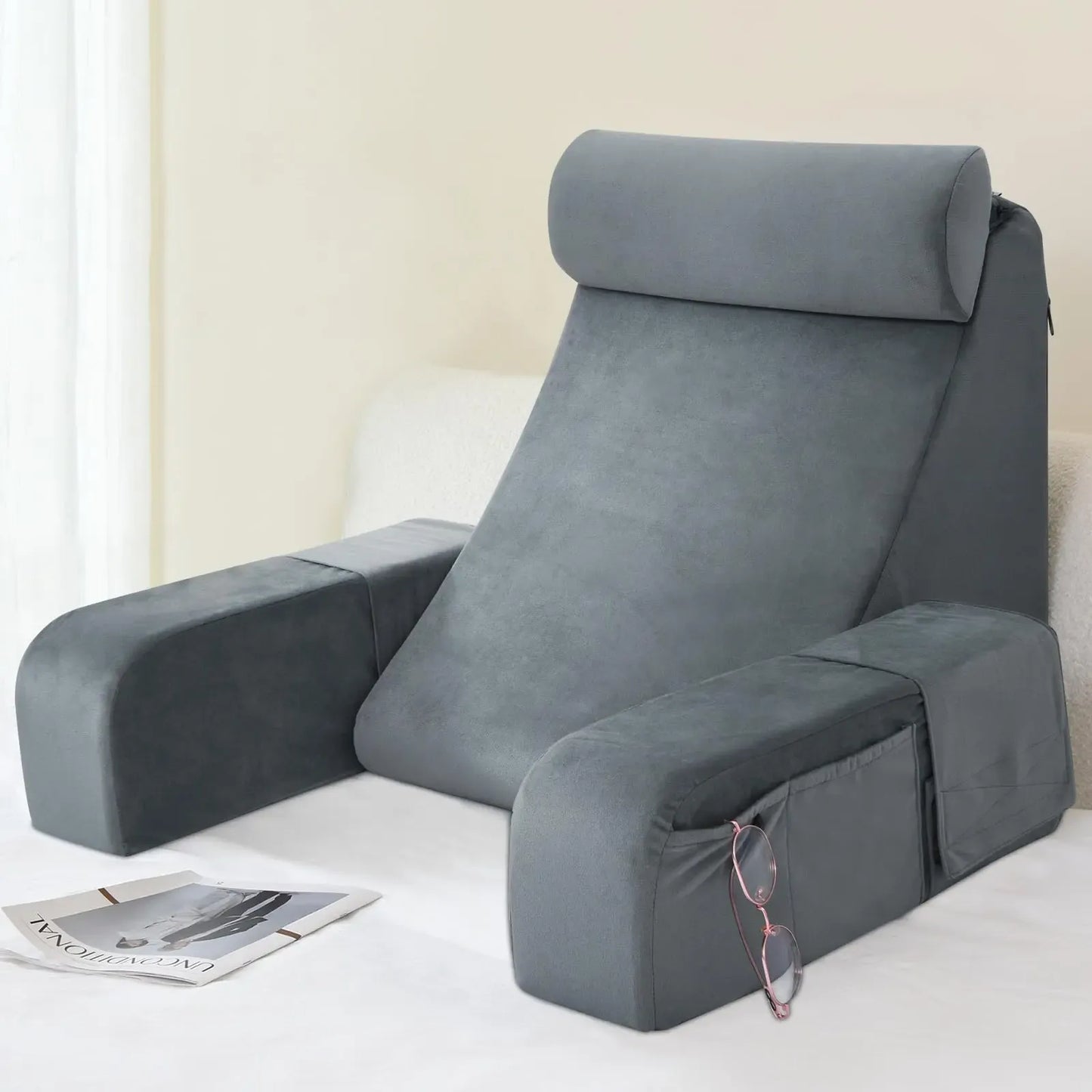 Ergonomic Reading Pillow – Firm Back Support for Reading, Watching TV & Resting