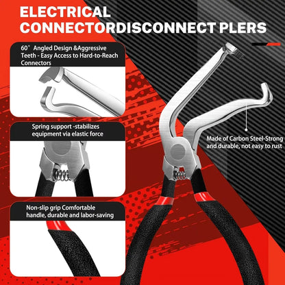 5-Piece Automotive Electrical Connector Disconnect Pliers Set - Mechanic Work Tools with Angled & Straight Pliers, Multifunctional Hose Clamp Remover for Car Repairs, Damage-Free Portable In-Car Accessory, Father's Day Gift, Father's Day Gifts