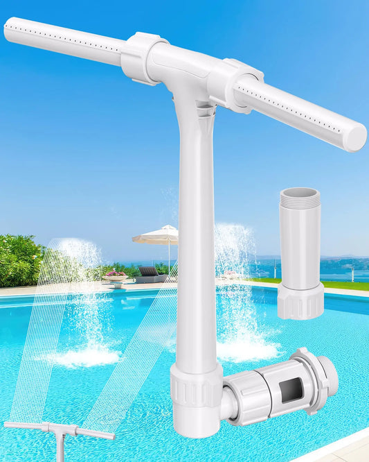 POOLHOUR 360° Adjustable Pool Fountain with Dual High-Pressure Spray, Cooling Jet & Relaxation,Waterfall Sprinkler Cooler for Above-Ground & In-Ground Pools Outdoor