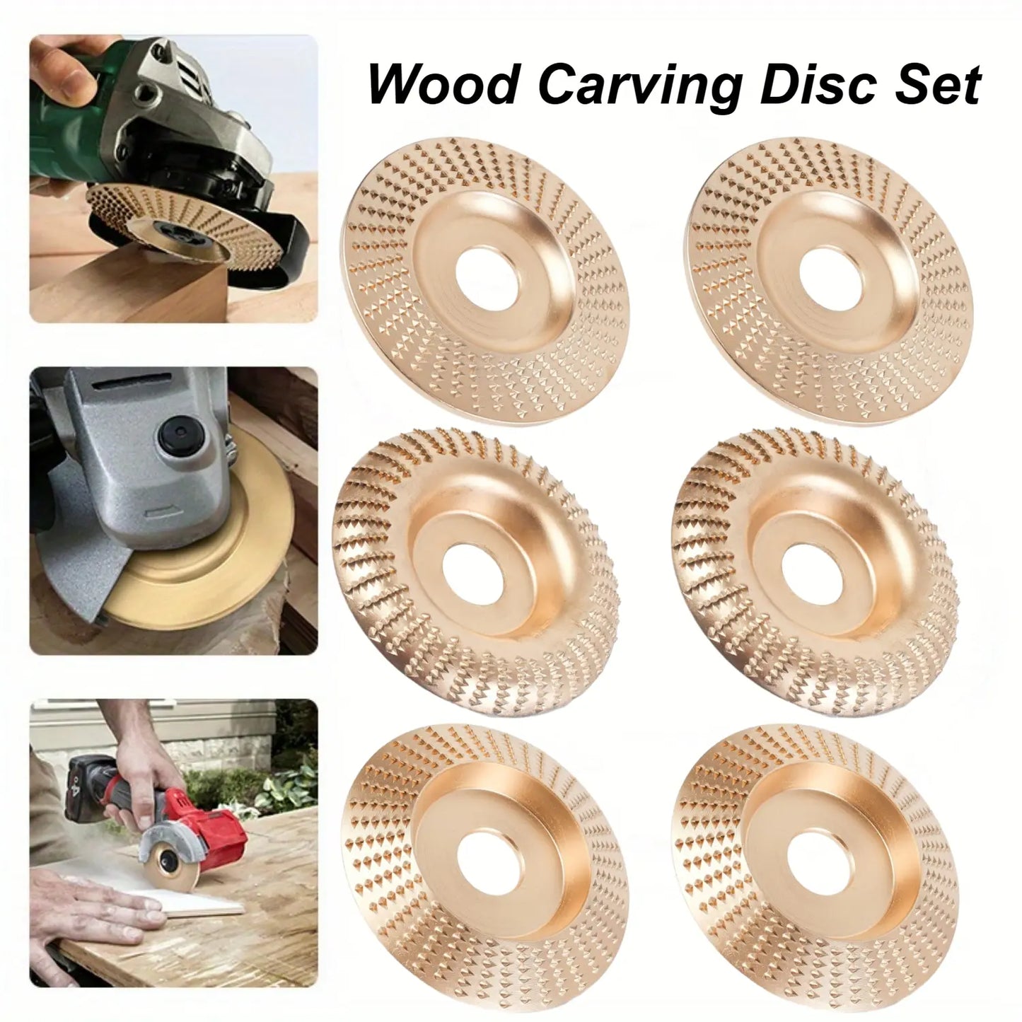 A Set of 6/3 Pcs Wood Carving Disc for 4" or 4 1/2" Angle Grinder with 5/8" Arbor,Grinding Wheel Shaping Disc for Wood Cutting,Grinder Cutting Wheel Attachments,Halloween Christmas Party Gifts,Hand Tools Kits,Summervibes