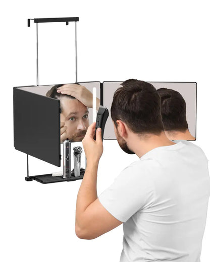 Adjustable LED Light 3-Way Mirror – Portable Trifold 360° Grooming Mirror