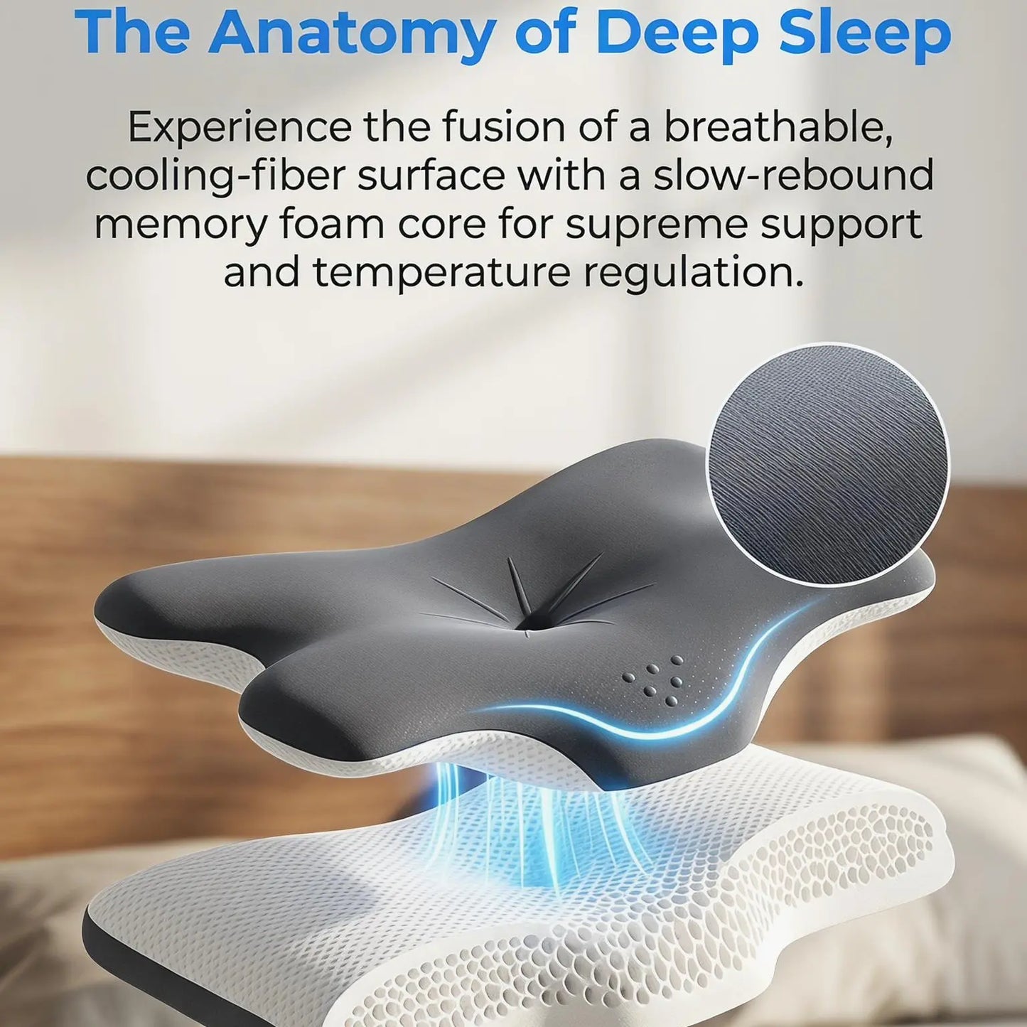 Cooling Ergonomic Memory Foam Pillow for Neck Support