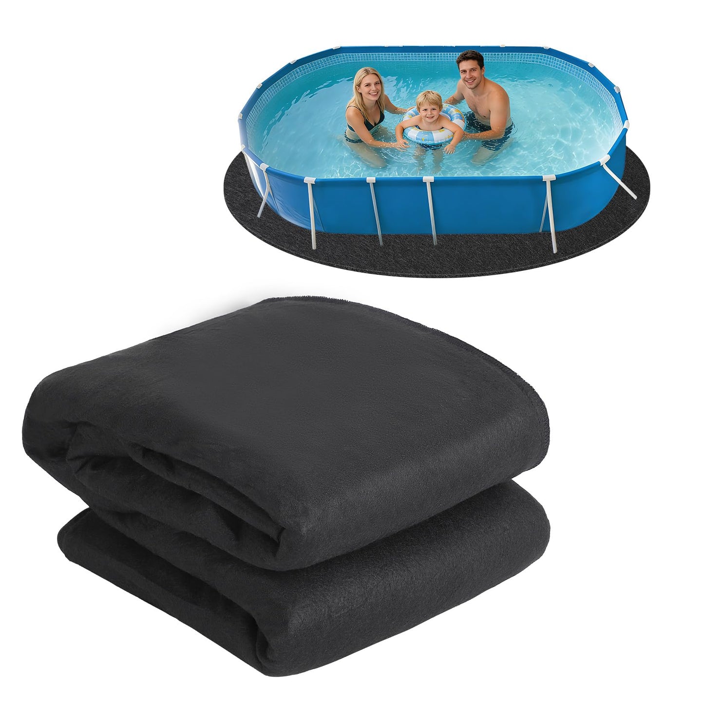 18×40 FT Oval Pool Liner Pad – 220g/m² Puncture & Weed Resistant Ground Protector Mat