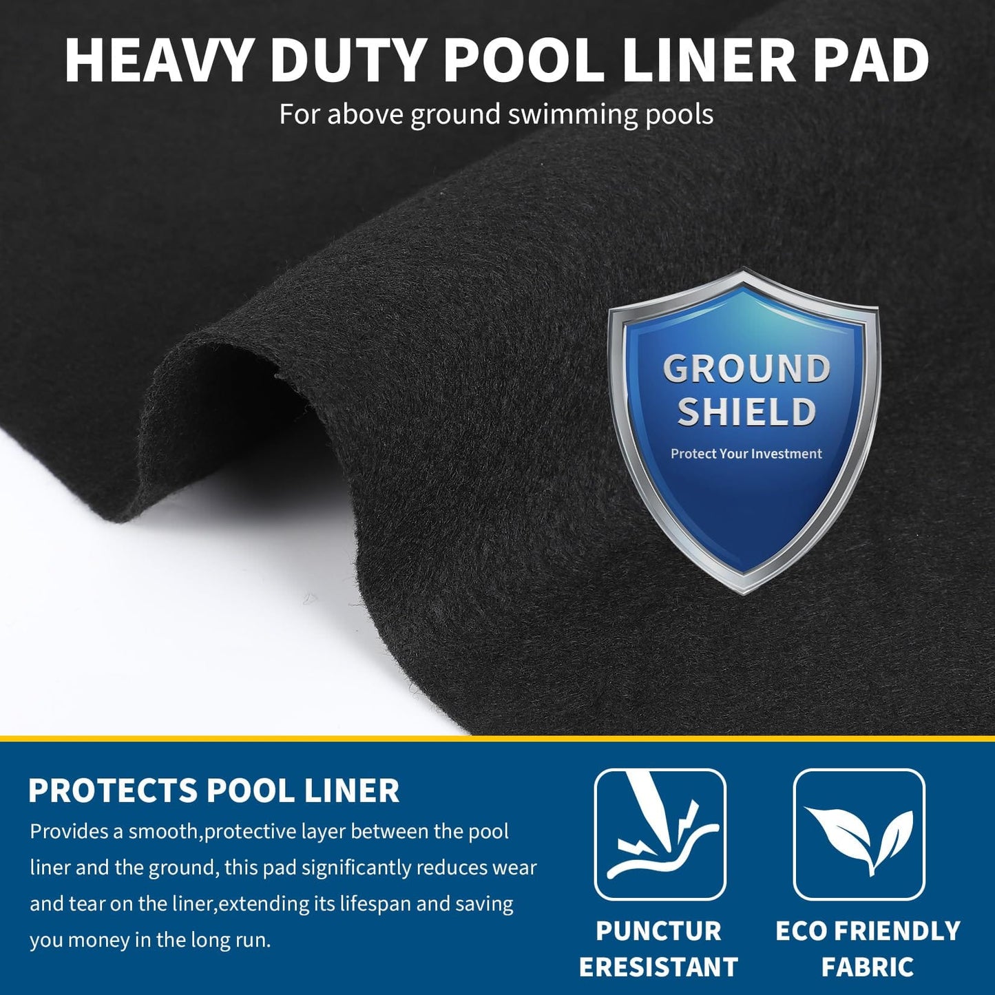 18×40 FT Oval Pool Liner Pad – 220g/m² Puncture & Weed Resistant Ground Protector Mat
