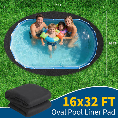 18×40 FT Oval Pool Liner Pad – 220g/m² Puncture & Weed Resistant Ground Protector Mat