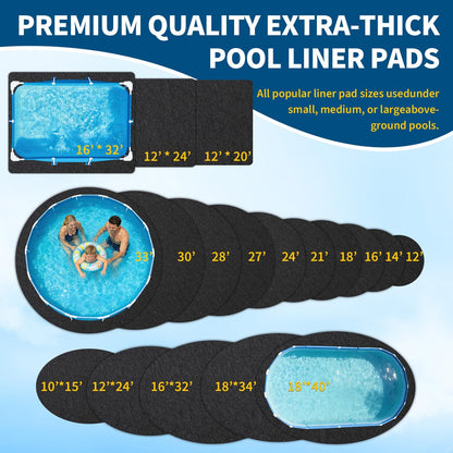 18×40 FT Oval Pool Liner Pad – 220g/m² Puncture & Weed Resistant Ground Protector Mat
