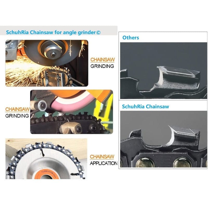 Angle Grinder Chain Disc – Fast Wood Carving & Shaping Wheel for 4" & 4½" Grinders