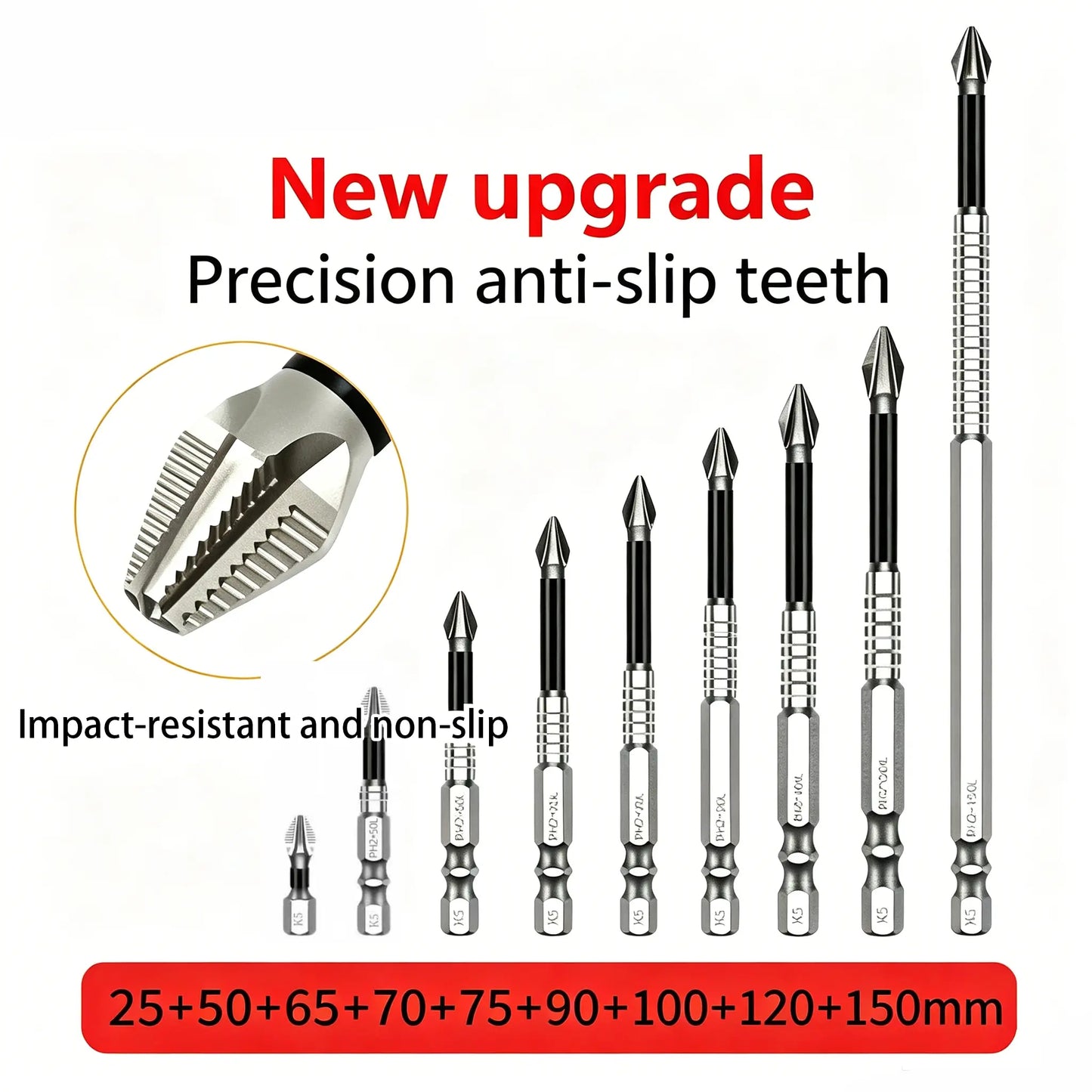 6-pack titanium alloy impact non-slip cross head super hard magnetic screwdriver