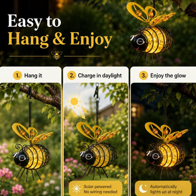 Solar Hanging Bee Garden Light – Waterproof Outdoor LED Garden Decoration