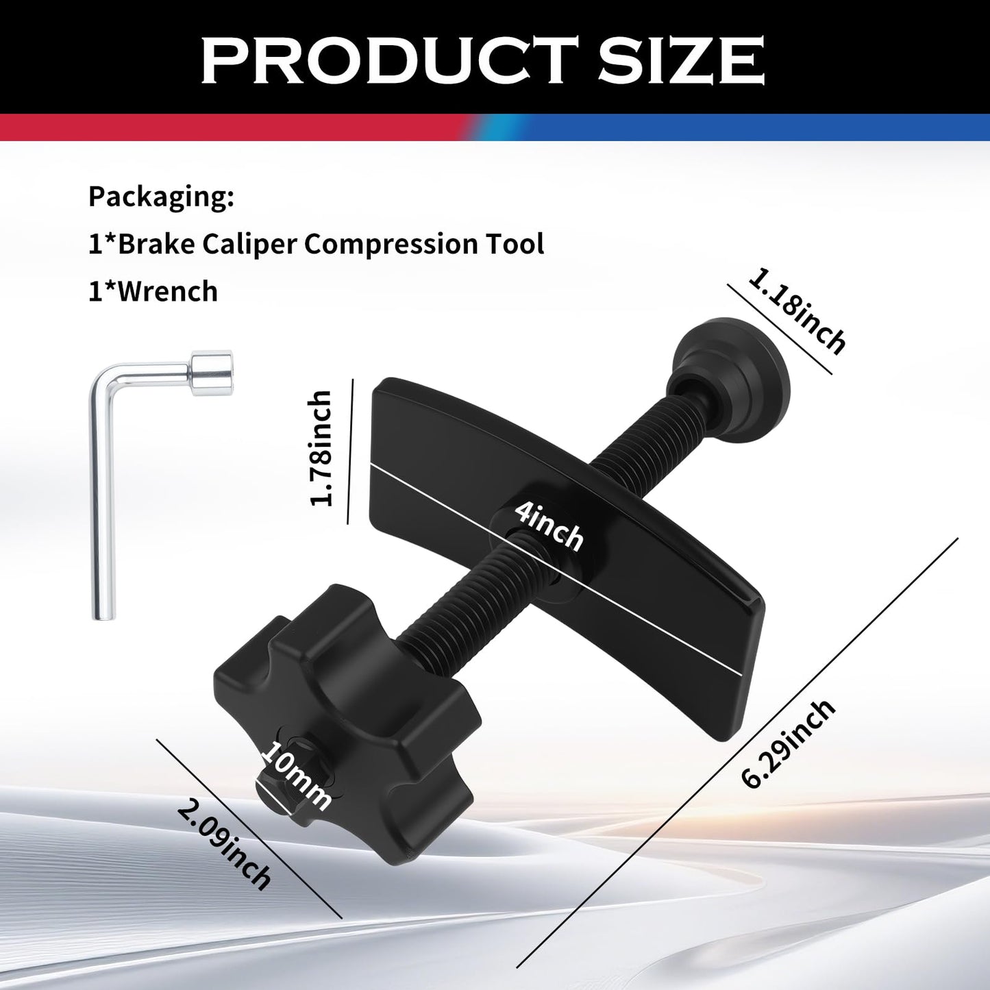Heavy Duty Disc Brake Caliper Compression Tool with 10mm Wrench | Universal Brake Pad Spreader Tool