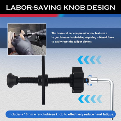 Heavy Duty Disc Brake Caliper Compression Tool with 10mm Wrench | Universal Brake Pad Spreader Tool