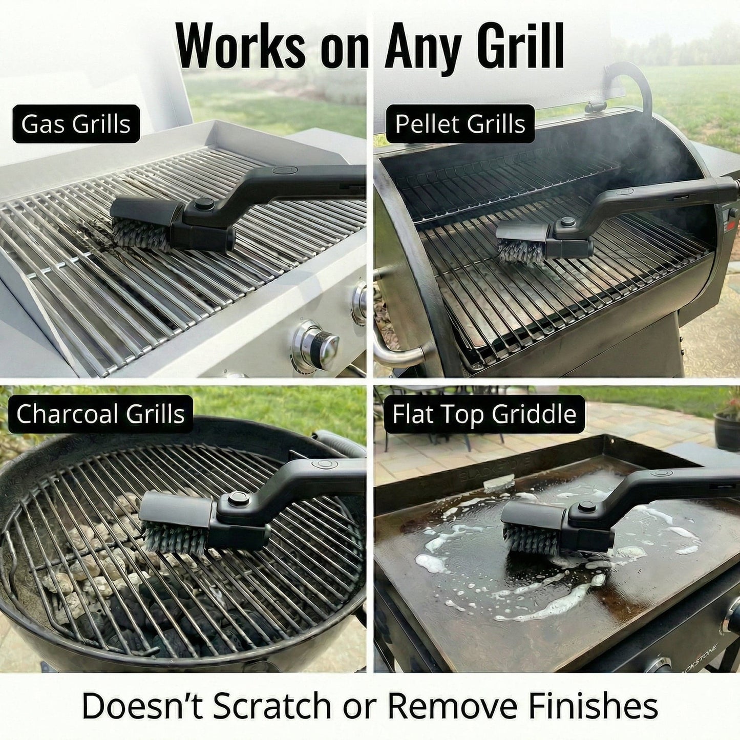 SUMMER SALE Cordless Electric Grill Brush – 180° Rotating Brush Head for Deep BBQ Cleaning